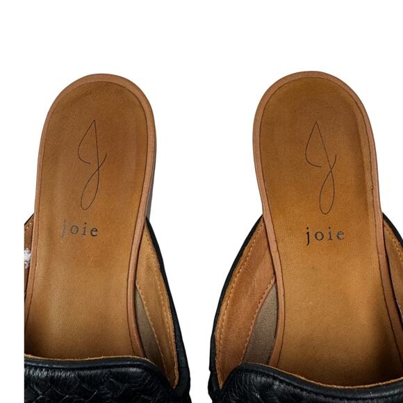 Joie Black Leather Basketweave Textured Preppy Classic Mules Women's Size 8.5 - Picture 4 of 9